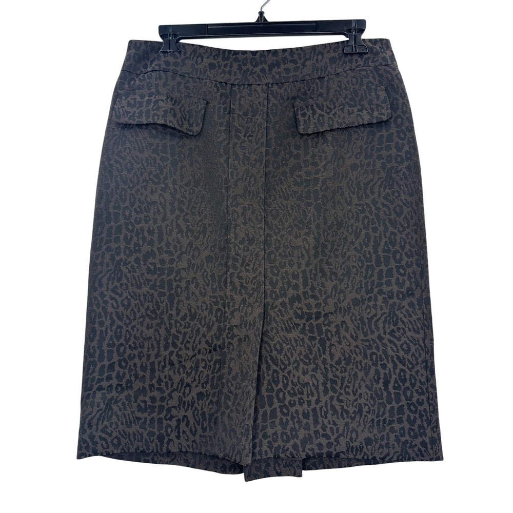 Ann Taylor Brown Leopard Print Wool Blend Pencil Skirt - Women's Size 6